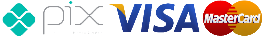 Pagamentos: PIX, Visa, Mastercard